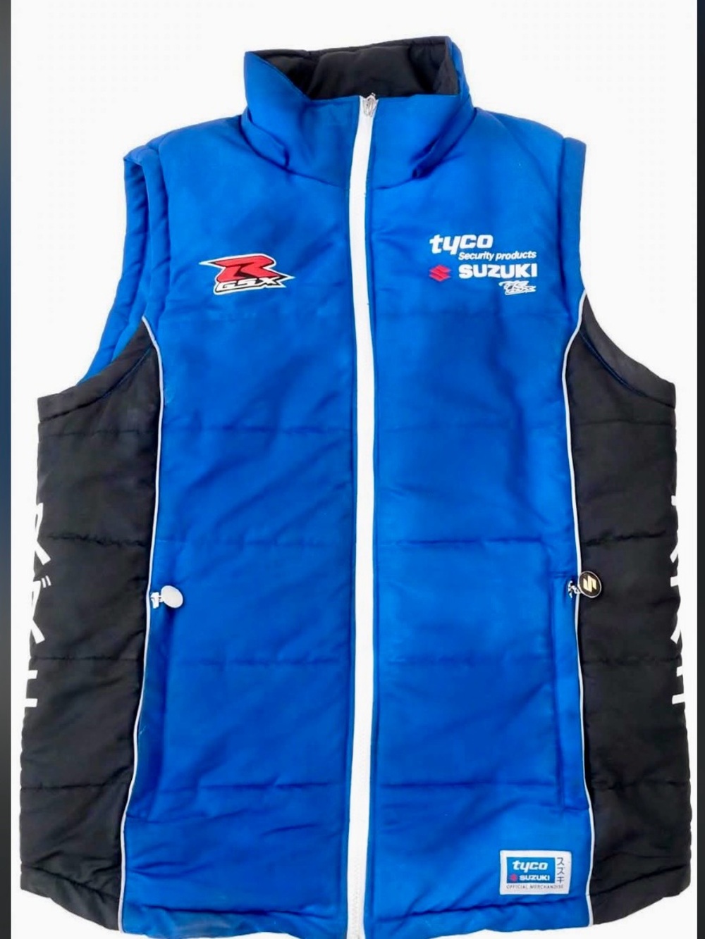 Tyco Suzuki GSX-R GSXR Racing Puffer Vest Mens XXL Blue Black MotoGP Official